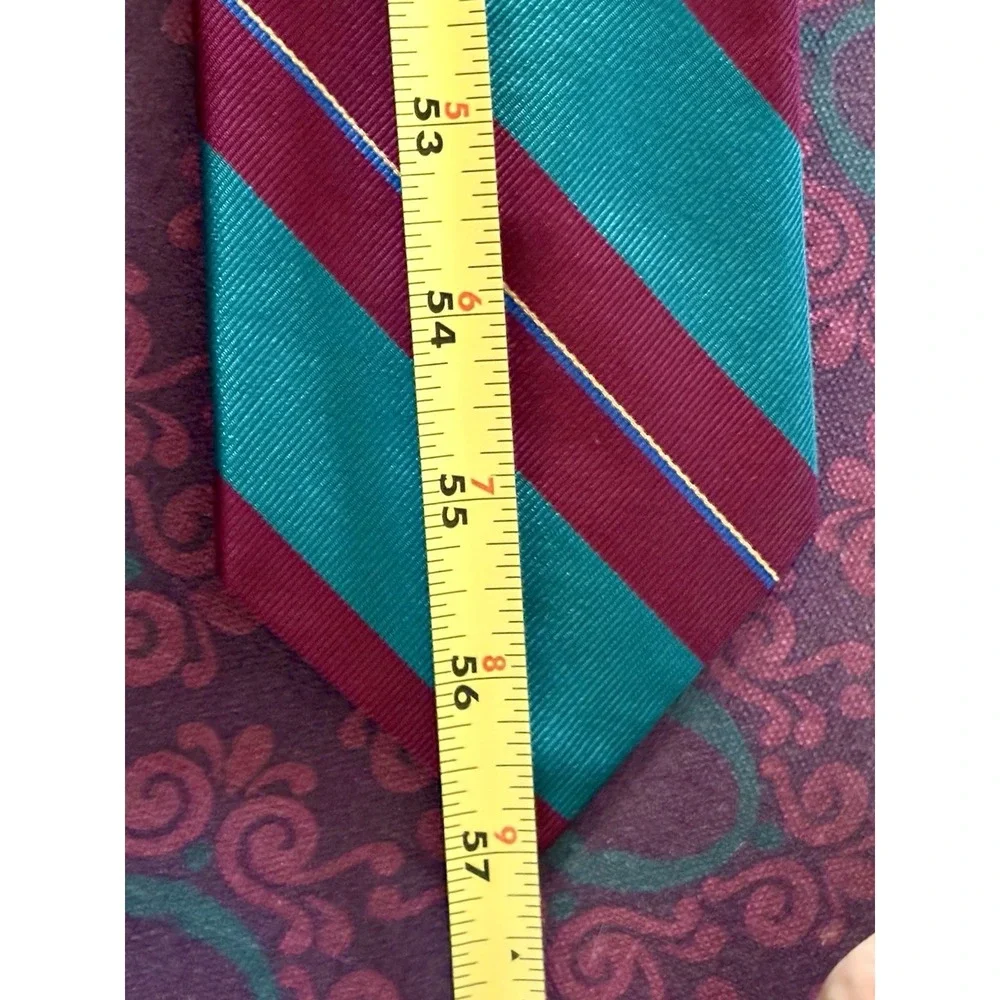 Vintage Ferrell Reed Nordstrom Silk Necktie Tie Regimental Stripe Teal Magenta